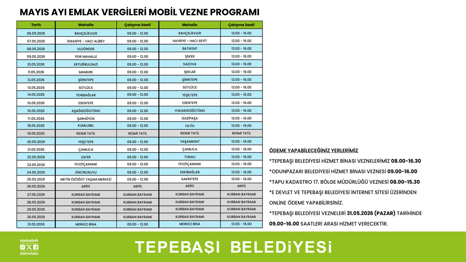 Mobil vezne listesi için tıklayınız