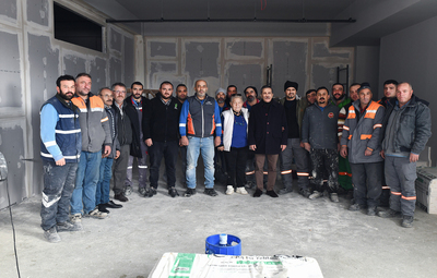 BAŞKAN ATAÇ YEŞİLTEPE BELDE EVİ İNŞAATINI İNCELEDİ