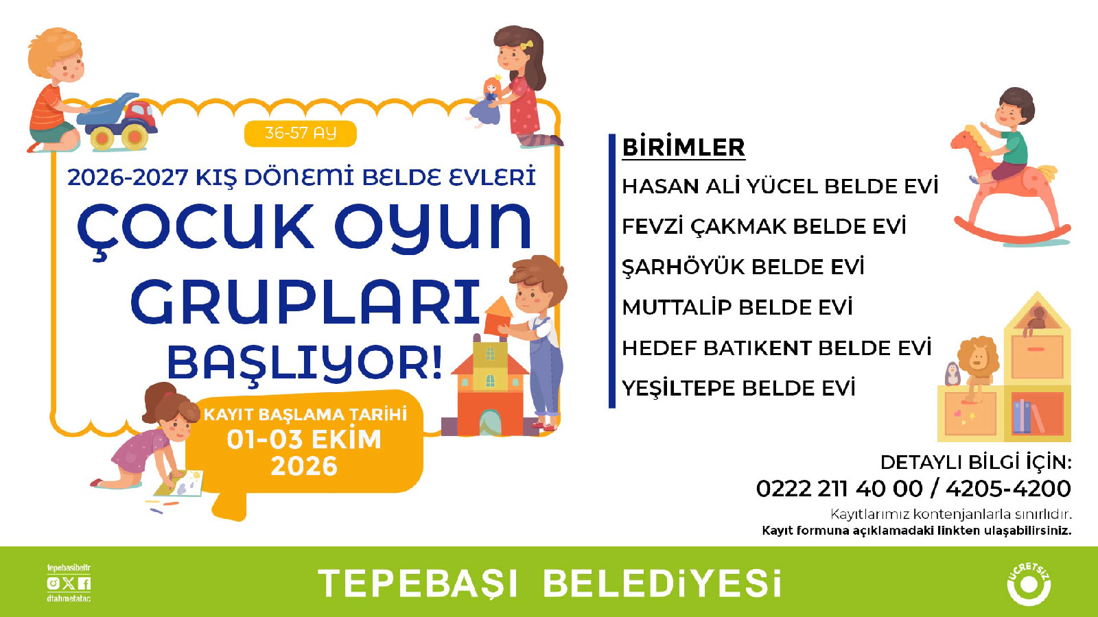 Çocuk Oyun Grup Kayıtları 1 Ekim Perşembe Başlıyor